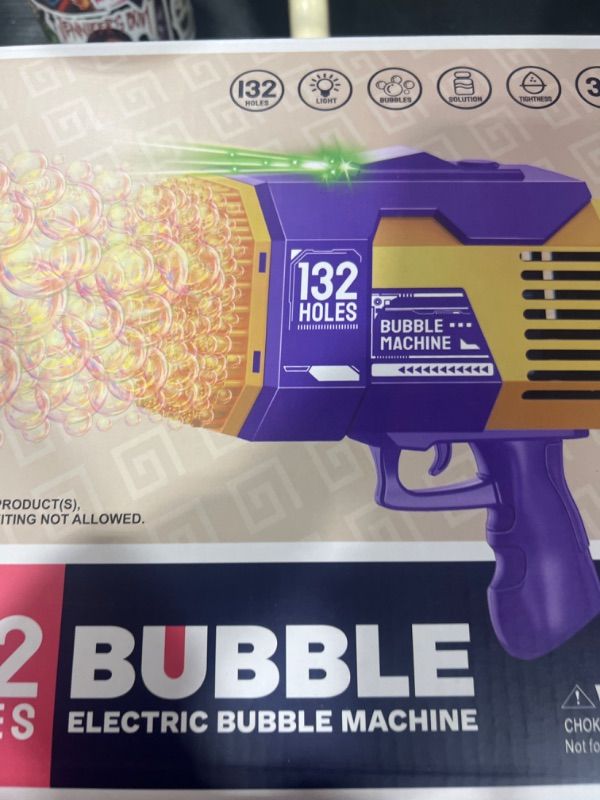 Photo 2 of 132 Holes Bubble Gun Toys, Rocket Launcher Bubble Blower Toy, Portable Bubble Machine with Colorful Light, Bubble Maker for Outdoor Indoor Games, Bubbles Machine for Wedding Birthday Gifts (Purple) 132hole-purple