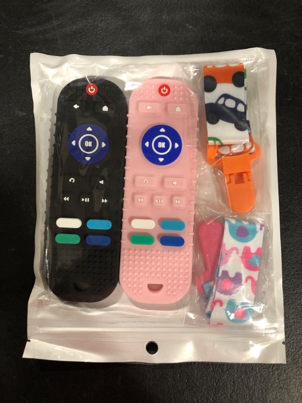 Photo 1 of 2 Pack Soft Silicone Teething Toys for Babys, TV Remote Control Shape Infant Sensory Toy for 6-12 Months, Boys Girls Baby Molar Teether Chew Toys Set Gifts