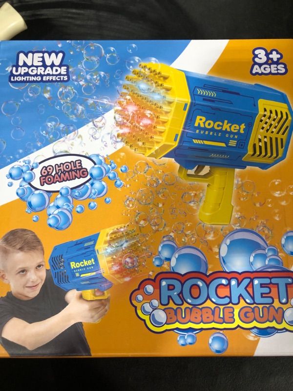 Photo 2 of Bubble Gun Bazooka Bubble Machine Gun Bubbles for Kids TIK Tok Gifts 3 4 5 6 7 8 9 10 11 12 Years Old Bubble Blaster Blower
