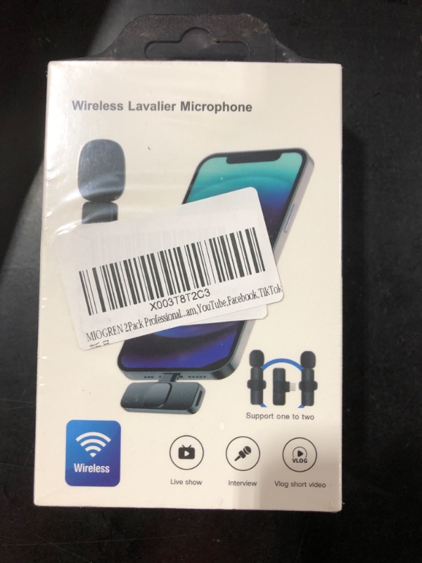 Photo 1 of MIOGREN 2Pack Wireless Lavalier Microphone for iPhone iPad Plug-Play Wireless Mic Professional Wireless Lavalier Lapel Microphone Noise Reduction for Recording,Live Stream,YouTube,Facebook,TikTok