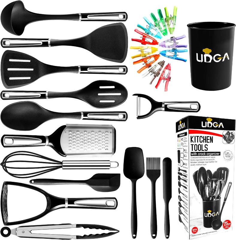 Photo 1 of 
UDGA Cooking Utensils Set for Kitchen, Silicone and Nylon Material, Non-Stick and Heat Resistant Cookware, BPA Free, Set of 25 Pieces,