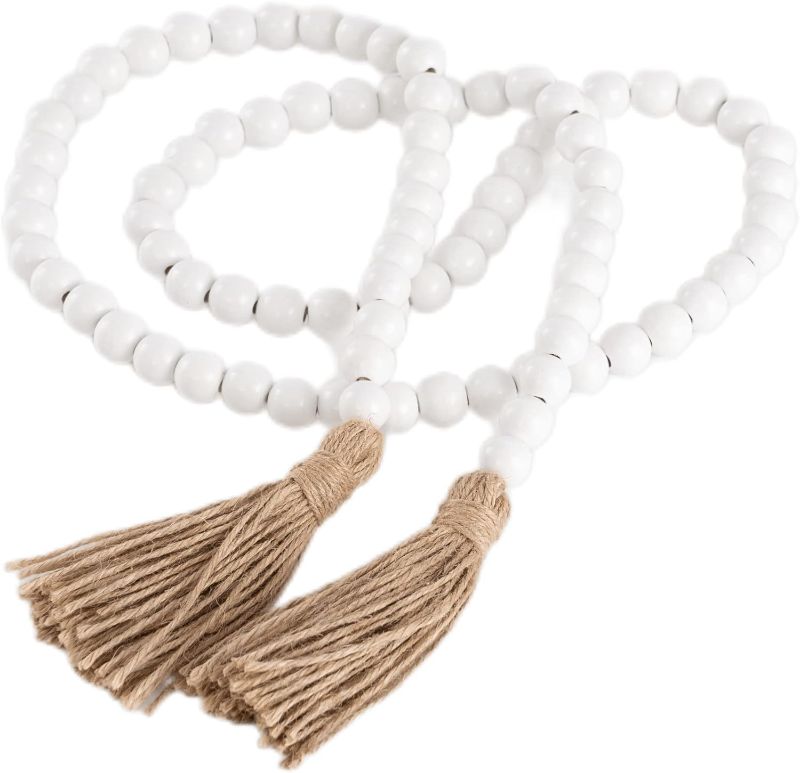 Photo 1 of 
Wood Beads Garland with Tassel - Farmhouse Decor and Boho Decor (White)
Color:White