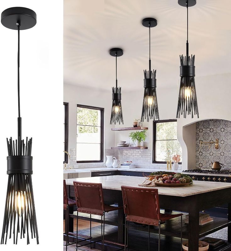 Photo 1 of 
Pendant lights kitchen island, kitchen light fixtures1-Light, Farmhouse Kitchen Island Lighting, Adjustable Modern Pendant Lighting with E12 Base, Black