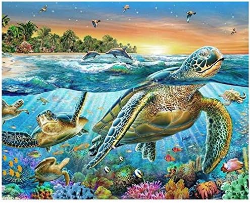 Photo 1 of 
Paint by Numbers DIY Acrylic Painting Kit for Kids & Adults - Turtles 16 x 20 inch