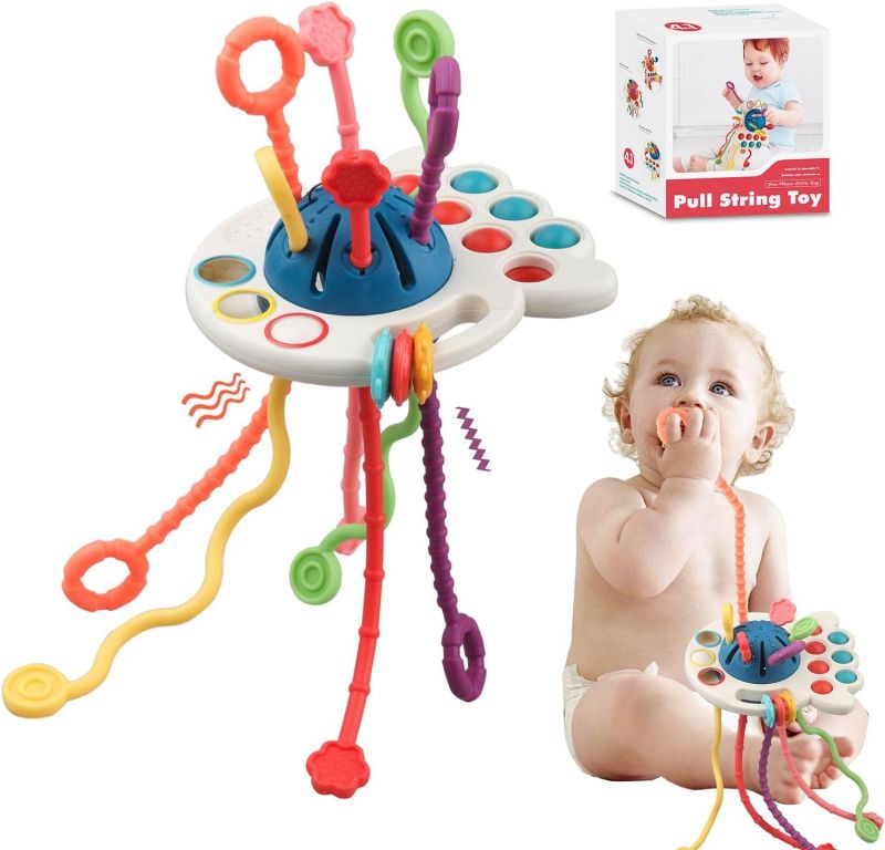 Photo 1 of Baby Montessori Sensory Toys - Toddler Learning Activities Travel Pull String Toys - Fine Motor Skills Teething Toys - Gifts for 6 9 12 18 Month Age 1 2 3 One Two Year Old Boys Girls Infant Toys
