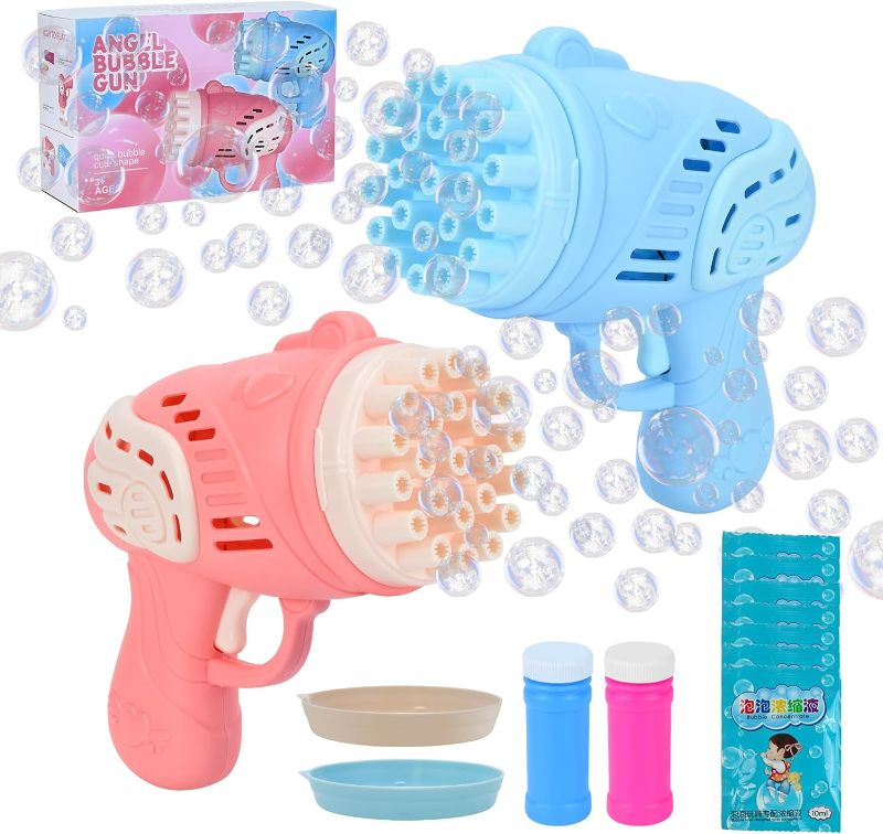 Photo 1 of 2 Bubble Guns for Kids, 23 Hole Bazooka Bubble Machine Gun with Bubbles Solution for Children Ages 3 4 5 6 7 8 Party Favors Birthday
