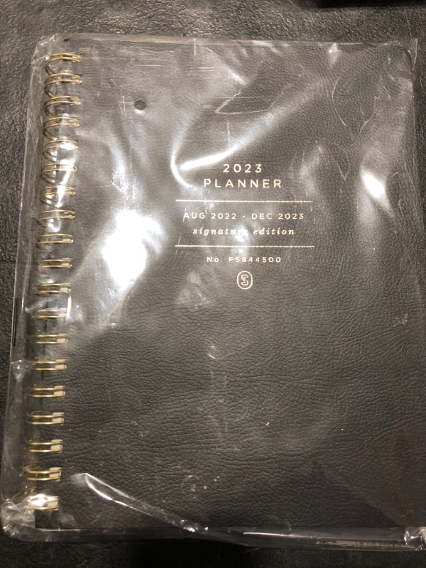 Photo 2 of Fringe Studio 2023 Spiral Planner, Aug 2022 - Dec 2023, 17 Month Weekly and Monthly , Faux Leather Cover, " STANDARD BLACK " , 236 pages, 9.785" x 6.75" (844501) Standard Black 2023
