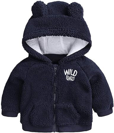 Photo 1 of AYIYO Baby Fleece Coat Infant Boys Girls Ears Hat with Lined Hooded Zipper Up Jacket Tops Outwear Overcoat Warm Fall Winte --9M