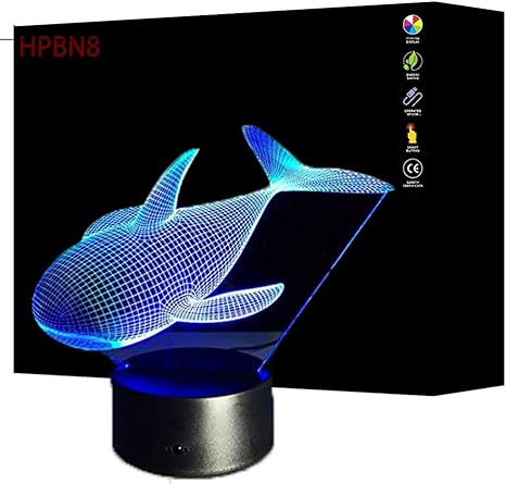 Photo 1 of 3D Baseball Fish Night Light USB Touch Switch Decor Table Desk Optical Illusion Lamps 7 Color Changing Lights LED Table Lamp Xmas Home Love Brithday Children Kids Decor Toy Gift 