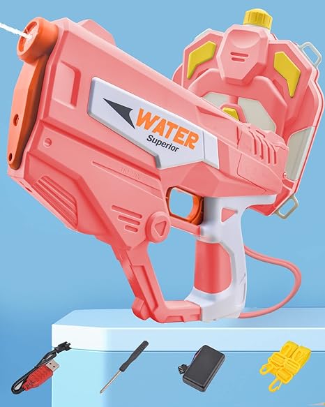 Photo 1 of Automatic Electric Water Gun?40+ FT Long Range Auto Pump Water Squirt Guns, 1350cc Backpack Large Capacity Full Auto Water Gun for Adults and Kids, Summer Outdoor Beach Swimming Pool Party Toys - Pink 