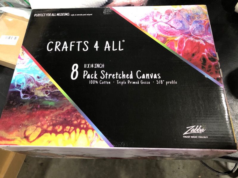 Photo 2 of Crafts 4 All Stretched Canvas Boards for Painting - 8 Pack of 11x14 Blank Art Canvases, Framed Canvas for Painting with Acrylic & Oil Paint, Pencil, Pastels, Charcoal white 11x14 CFA-ACS-Cnvs11x14-8pk