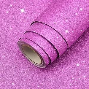 Photo 1 of  Pink Glitter Self Adhesive Wallpaper Sparkley Peel and Stick Paper DIY Kitchen Countertop Cabinet Wall Furniture Christmas Gift Decoration 17.7"×197" 