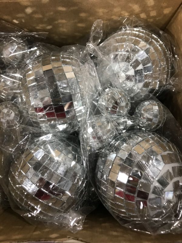 Photo 2 of 8 Packs Mini Disco Ball Ornaments Reflective Mirror Disco Ball Decor Silver Hanging Disco Ball Decorations for Tree Wedding Dance Music Festival Birthday Party Home Supplies (1 Inch, 3 Inch)