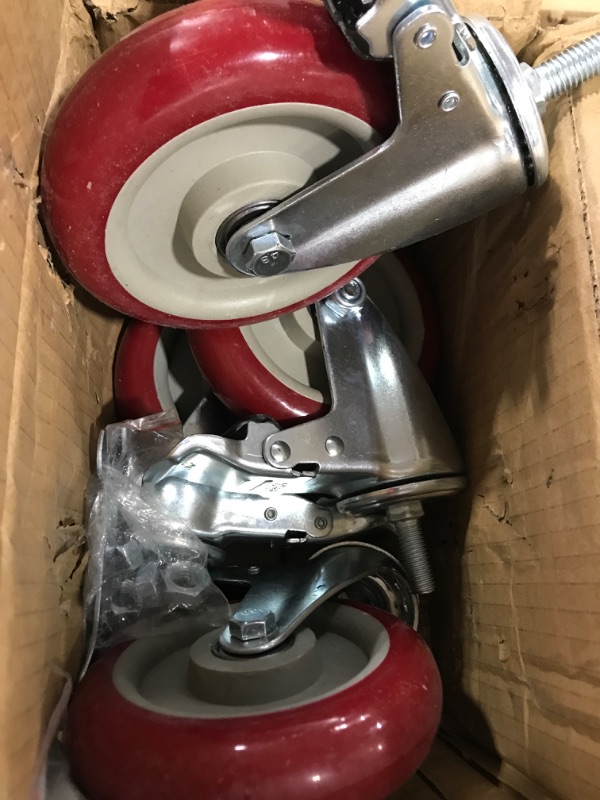 Photo 2 of 5" Heavy Duty Stem Casters,Caster Wheels with Brake Set of 4 Castors Swivel Casters M12x30mm,Free Accessories,Load 1100LBS 5inch