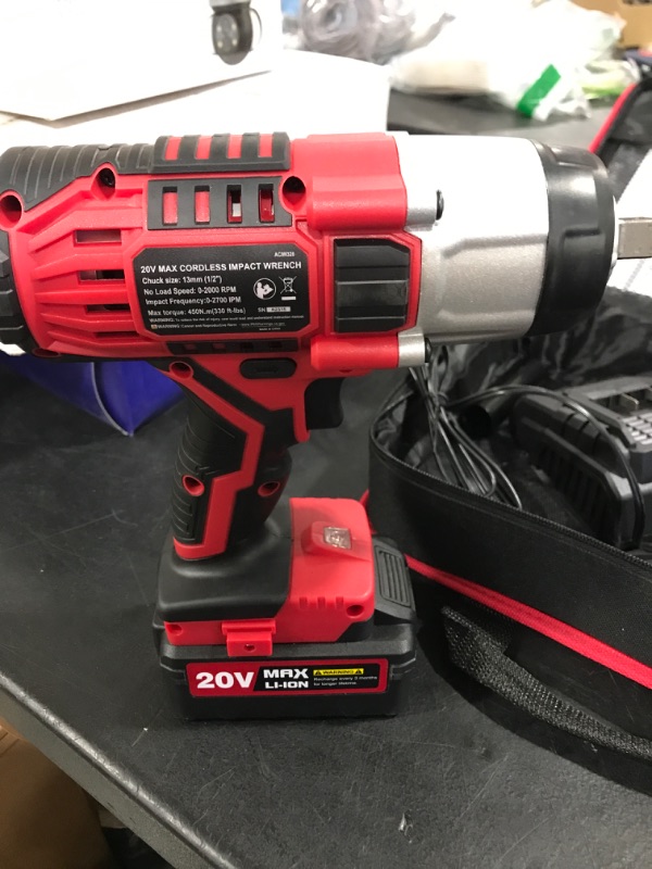 Photo 2 of Avid Power 20V MAX Cordless Impact Wrench with 1/2Chuck, Max Torque 330 ft-lbs, 3.0A Li-ion Battery, 4Pcs Driver Impact Sockets, 1 Hour