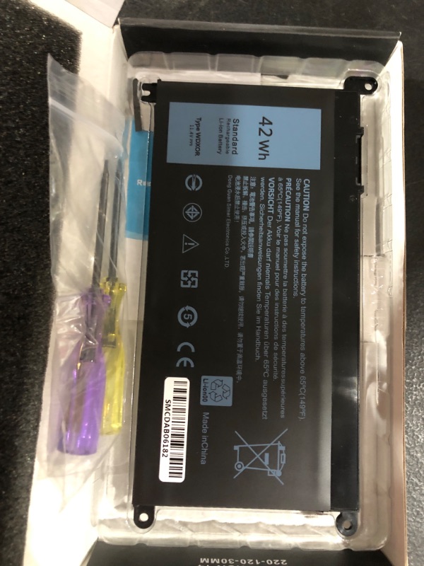 Photo 2 of WDX0R Replacement Laptop Battery for Dell Inspiron 13 15 5000 7000 Series 5570 7579 7378 5567 5565 5379 5378 Latitude 3490 3590 3340 3400 3390 3500 3190 Vostro 5468 5568 Y3F7Y P69G 3CRH3 11.4V 42Wh