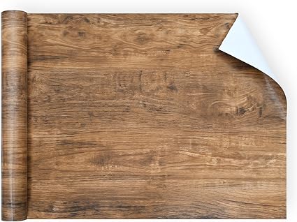 Photo 1 of Yinhua 15.7"×118" Brown Wood Contact Paper Peel and Stick Wallpaper, Wood Grain Contact Paper for Cabinets Countertops Shelves Walls, Self Adhesive Wall Paper Sticker Pull and Stick Waterproof 