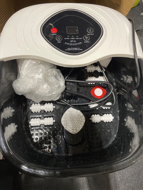 Photo 2 of Foot Spa,Foot Bath Massager with Tea Tree Oil Foot Soak with Epsom Salt - with Heat, Bubbles and Vibration,Red Light,Medicine Box Digital Temperature Control 8 Acupressure Massage Points