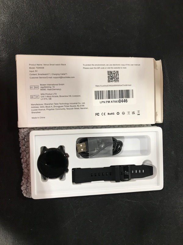 Photo 2 of TouchElex Smart Watch 1.2" AMOLED Always-on Display for Android Phones and iOS Compatible iPhone Samsung Men Women Oxygen Heart Rate Monitor 3ATM Smartwatch Fitness Tracker Black