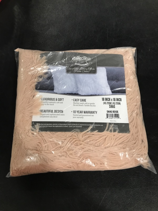 Photo 1 of 18" x18" Shag Beige Pillow Covers Set of 2