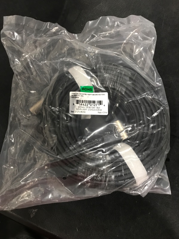 Photo 2 of gls audio 100ft mic cable patch cords - xlr male to xlr female black microphone cables - 100' balanced mike snake cord - single