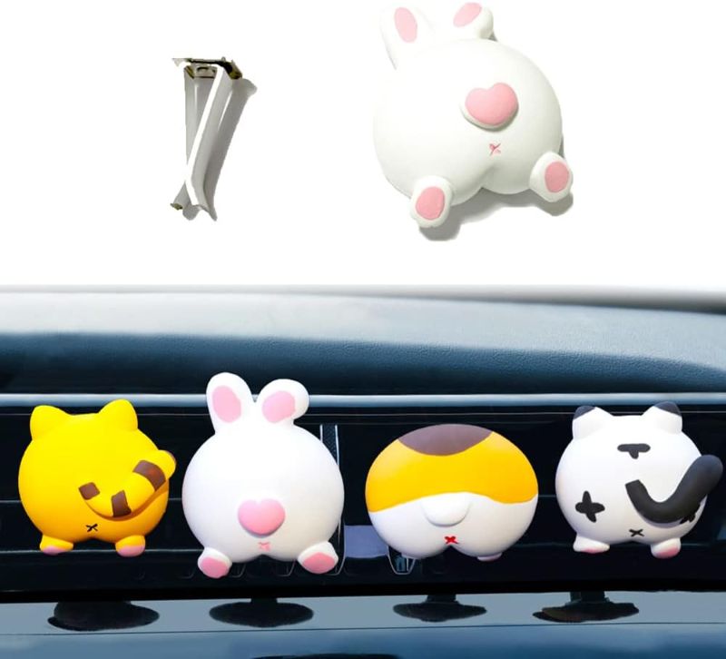 Photo 1 of 1PCS Curboom Butt Car Air Vent Clips Diffuser Cute Corgi 3D Funny Decoration Kawaii Cat Interior Accessories Yellow Tiger Air Conditioning Outlet Freshener Pink Rabbit Gifts for Women Girls (Rabbit Butt) 