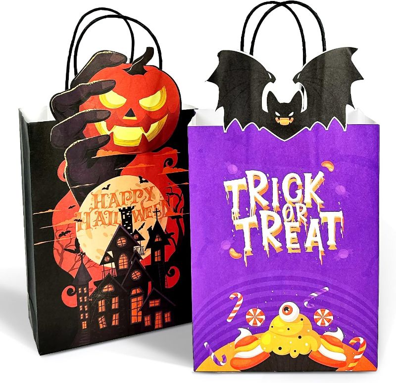 Photo 1 of Bakepacker Halloween 32pcs Small Gift Paper Bags with Handles 8.26"×6"×3.15" Small Bags Kraft Bags 