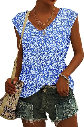 Photo 1 of AUSELILY Women's Cap Sleeve T-Shirt Casual Loose Fit Tank Tops 3XL