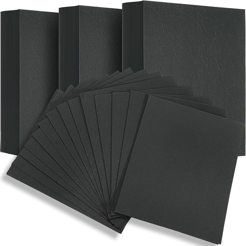 Photo 1 of Jetec 300 Pack 12 Mil Paper Binding Covers Bulk Backs Binding Presentation Covers Letter Size 8.6x10.6 Inch Business Report Covers Leather Texture for Documents Proposals School, Black, Unpunched 