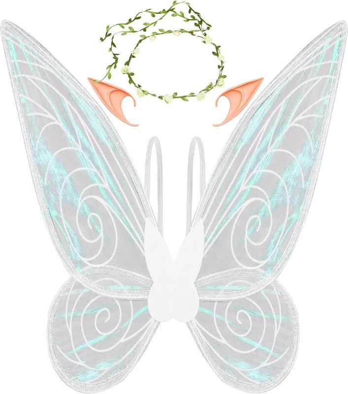 Photo 1 of  Fairy Costume Wings for Adults Women Butterfly Wings for Girls Angel Wing Halloween Dress Up Cosplay (White)