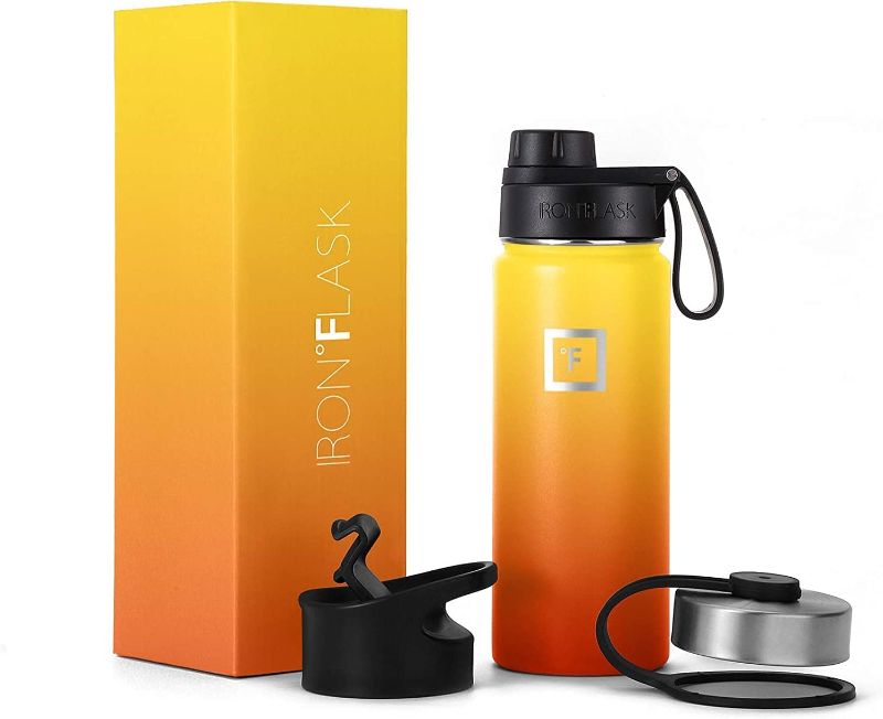 Photo 1 of IRON °FLASK Sports Water Bottle - 18 Oz 3 Lids (Wide Spout Lid), Leak Proof - Stainless Steel Gym & Sport Bottles for Men, Women & Kids - Double Walled, Insulated Thermos, Metal Canteen 