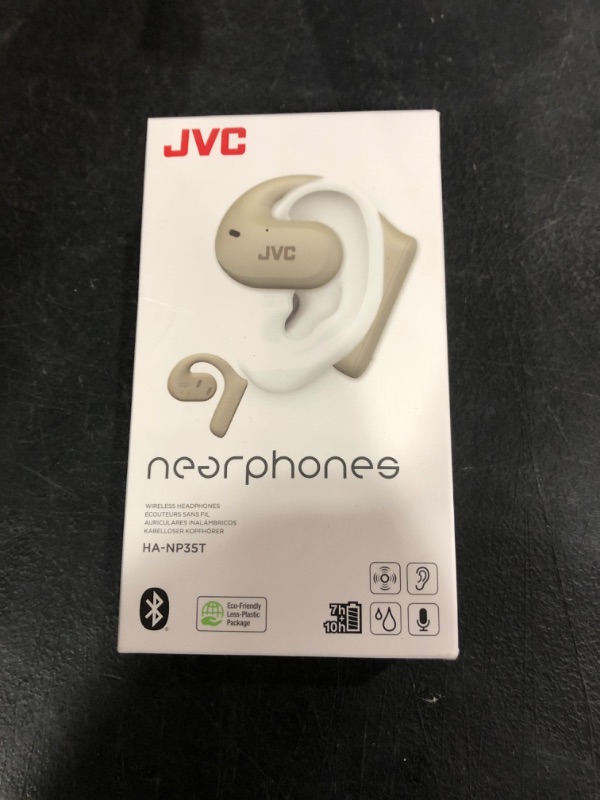 Photo 2 of JVC Nearphones Open Ear True Wireless Headphones with 16mm Large Drivers for Powerful Sound, Single Ear use, and Long Battery Life (up to 17 Hours) - HANP35TW (White) White Open-Ear Open Ear True Wireless