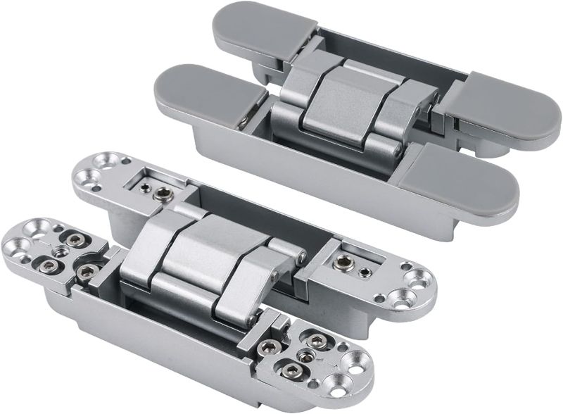 Photo 1 of Mengshi Hidden Door Hinges for Secret Door 180 Degree Heavy Duty Invisible Hinges 3D Adjustable Conceal Butt Hinges (Silver, Load Capacity 88lb/40kg)