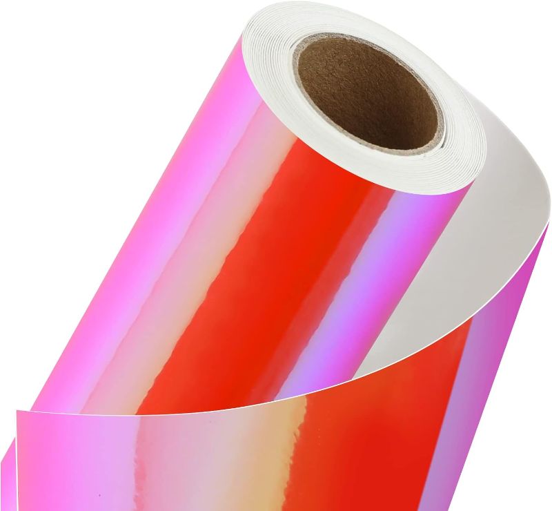 Photo 1 of 
YRYM Holographic Permanent Vinyl Red Holographic Permanent Adhesive Vinyl Craft Vinyl Roll 12" x 8 ft Works for Craft Christmas Decoration, Home Decor,