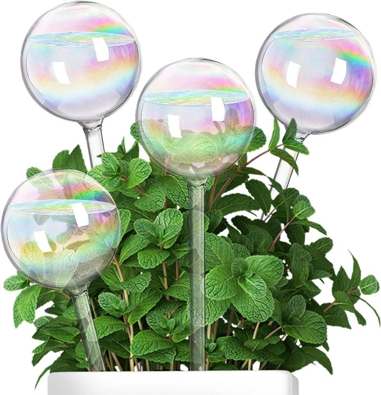 Photo 1 of 
Sawowkuya 4 Pcs Plant Watering Globes, 9 Inch Iridescent Self Watering Planter Insert, Glass Plant Watering Devices for Indoor and Outdoor Plants Accessories
