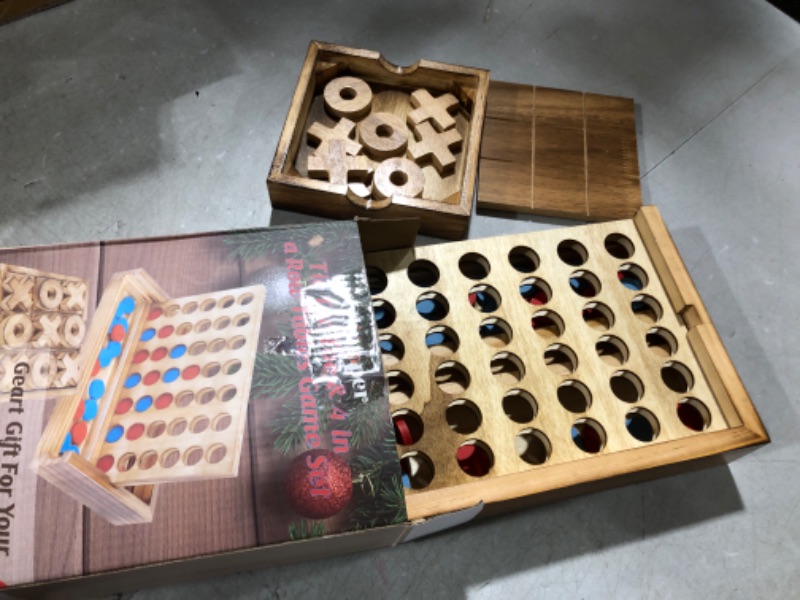 Photo 2 of Glintoper Tic Tac Toe & 4 in a Row Tables Game Set, Classic Board Line Up 4 Game for Living Room Rustic Table Decor and Use as Game Top Wood Guest Room Decor Strategy Board Games for Families F14
 STOCK IMAGE FOR COMPARISON PURPOSES ONLY
STYLES MAY VARY

