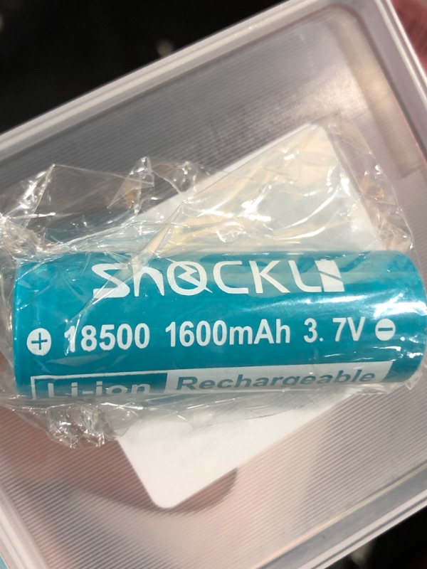 Photo 1 of funkawa 18500 3.7V Rechargeable Batteries, Shockli 18500 3.7V Li-ion 1600mAh Rechargeable Battery with Button top- (4 Pack)
