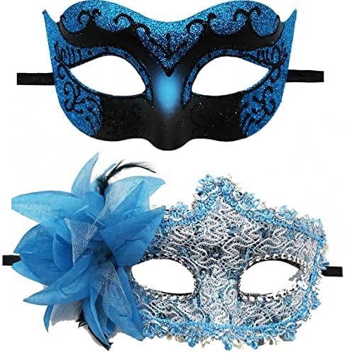 Photo 1 of 2 Pack Fashion Lace Couple Masquerade Masks Venetian Women Mask For Halloween/ Party / Ball Prom / Mardi Gras / Wedding 