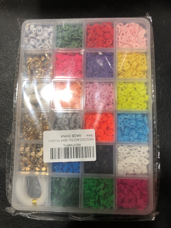 Photo 2 of 4000 Pcs Clay Flat Beads, Heishi Polymer Round Spacer Beads for Jewelry Making, Disc Beads for Bracelets Necklace Earring Pendant Anklet DIY Craft Kit(6mm 18 Colors ) 