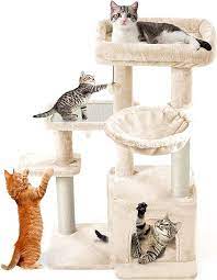 Photo 1 of  CatRomance Cat Tree Tower for Indoor Cats, 35.4in Cat Tree House with Hammock, Scratching Board, Basket, and Cat Condo, Multi-Level Cat Climbing Tower for Small Cat Kittens Play Rest 