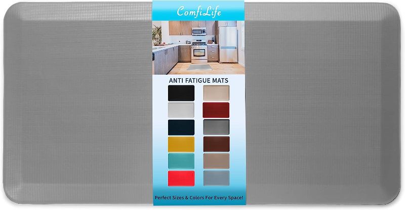 Photo 1 of  ComfiLife Anti Fatigue Floor Mat – 3/4 Inch Thick Perfect Kitchen Mat, Standing Desk Mat – Comfort at Home, Office, Garage – Durable – Stain Resistant – Non-Slip Bottom (20" x 39", Gray) 
