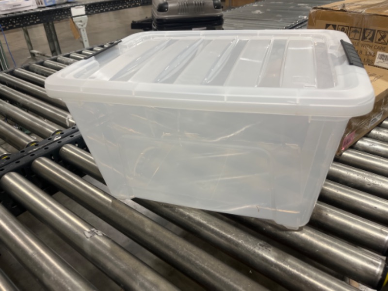 Photo 1 of  32qt Clear View Plastic Storage Bin with Lid and Secure Latching Buckles - 1 