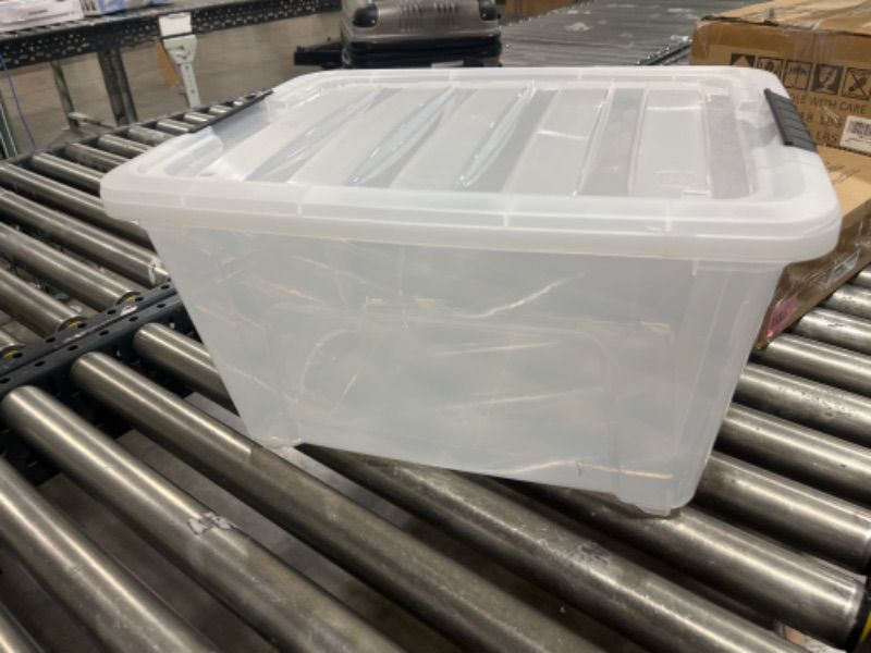 Photo 1 of  32qt Clear View Plastic Storage Bin with Lid and Secure Latching Buckles - 1 