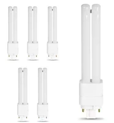 Photo 1 of 26-Watt Equivalent PL Quad Tube CFLNI 4-Pin Plugin G24Q-3 Base CFL Replacement LED Light Bulb, Cool White 4100K (5-Pack)