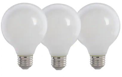 Photo 1 of 100-Watt Equivalent G25 Dimmable Filament CEC 90 CRI White Glass Vanity Globe E26 LED Light Bulb Daylight 5000K (3-Pack)