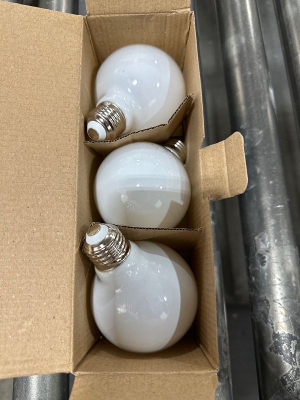 Photo 2 of 100-Watt Equivalent G25 Dimmable Filament CEC 90 CRI White Glass Vanity Globe E26 LED Light Bulb Daylight 5000K (3-Pack)