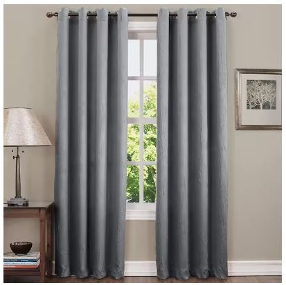 Photo 1 of 2 PACK- Grey Solid Rod Pocket Room Darkening Curtain - 54 in. W x 72 in. L