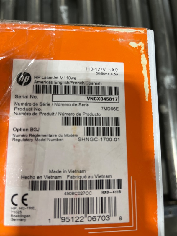 Photo 1 of HP LaserJet M110we Wireless Black and White Printer with HP+ and Bonus 6 Months Instant Ink (7MD66E) New Version: HP+, M110we