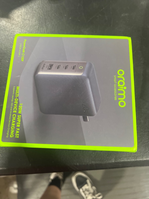 Photo 2 of 120W USB C oraimo Fast Charger Type C (HyperGaN), 4-Port PD PPS Foldable Wall Charger for MacBook Pro/Air, Dell XPS 13, iPad Pro, iPhone 14/Pro, Galaxy S22/S21, Note 20/10+, Pixel and More Blue