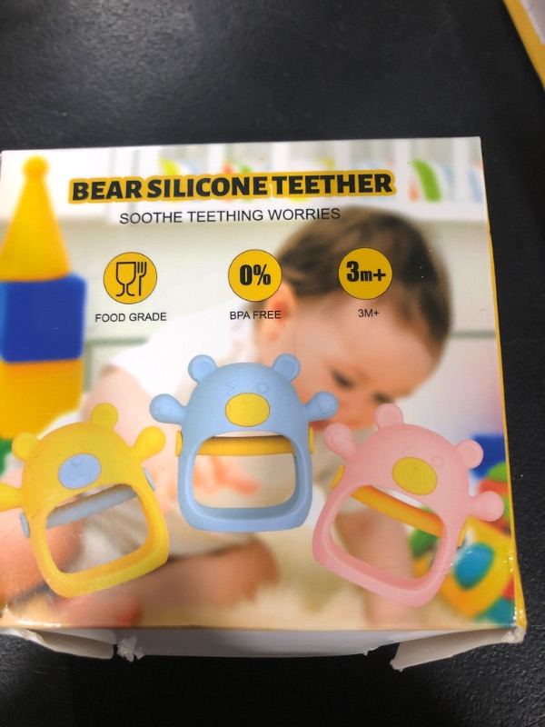 Photo 2 of Chuya Teething Toys for Baby, Teethers Toys with Baby Boothbrush Finger Set,Safe BPA Free, Easy to Clean, Teethers for 3-12 Months Babies,Car Seat Toy for New Born (1PCS) Yellow(1PCS)